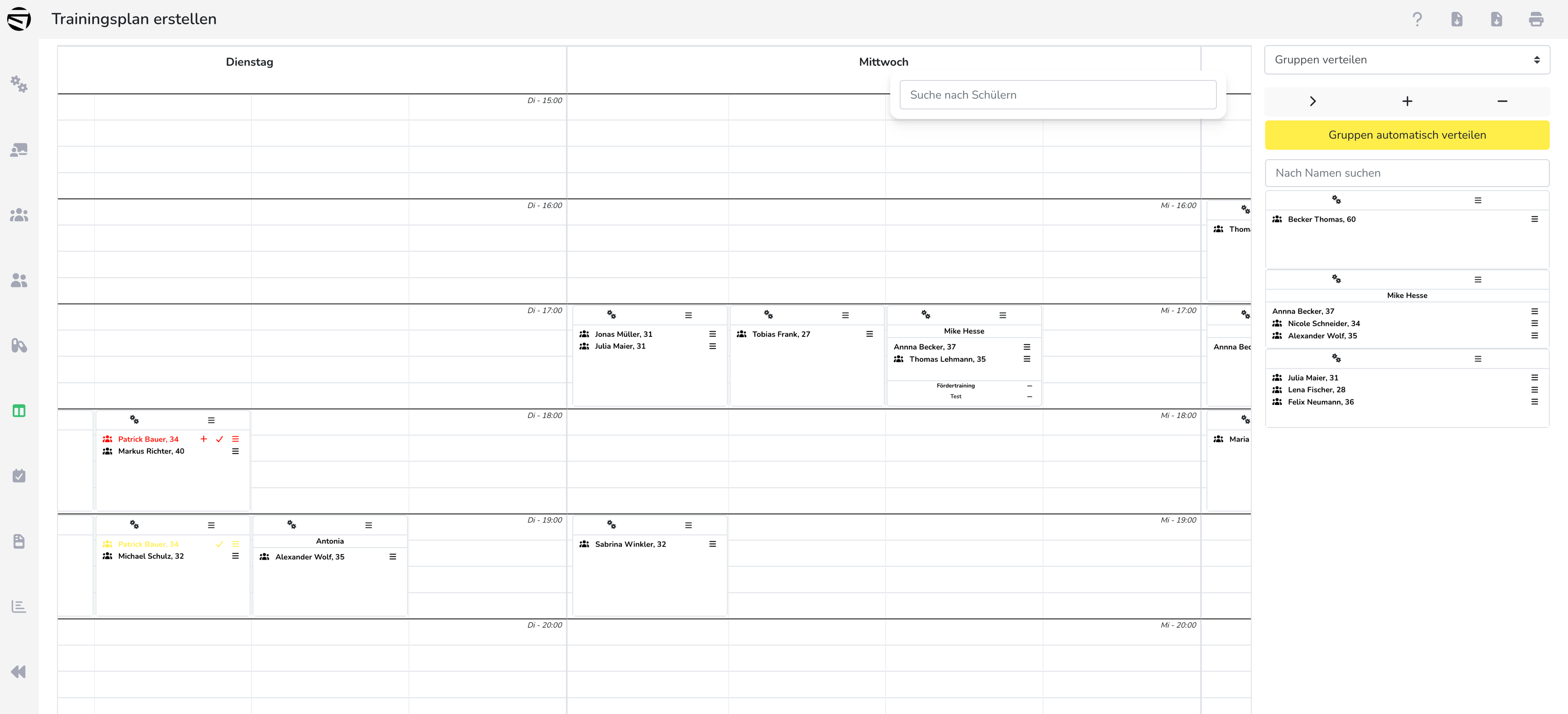 Automatische Trainingsplan-Erstellung